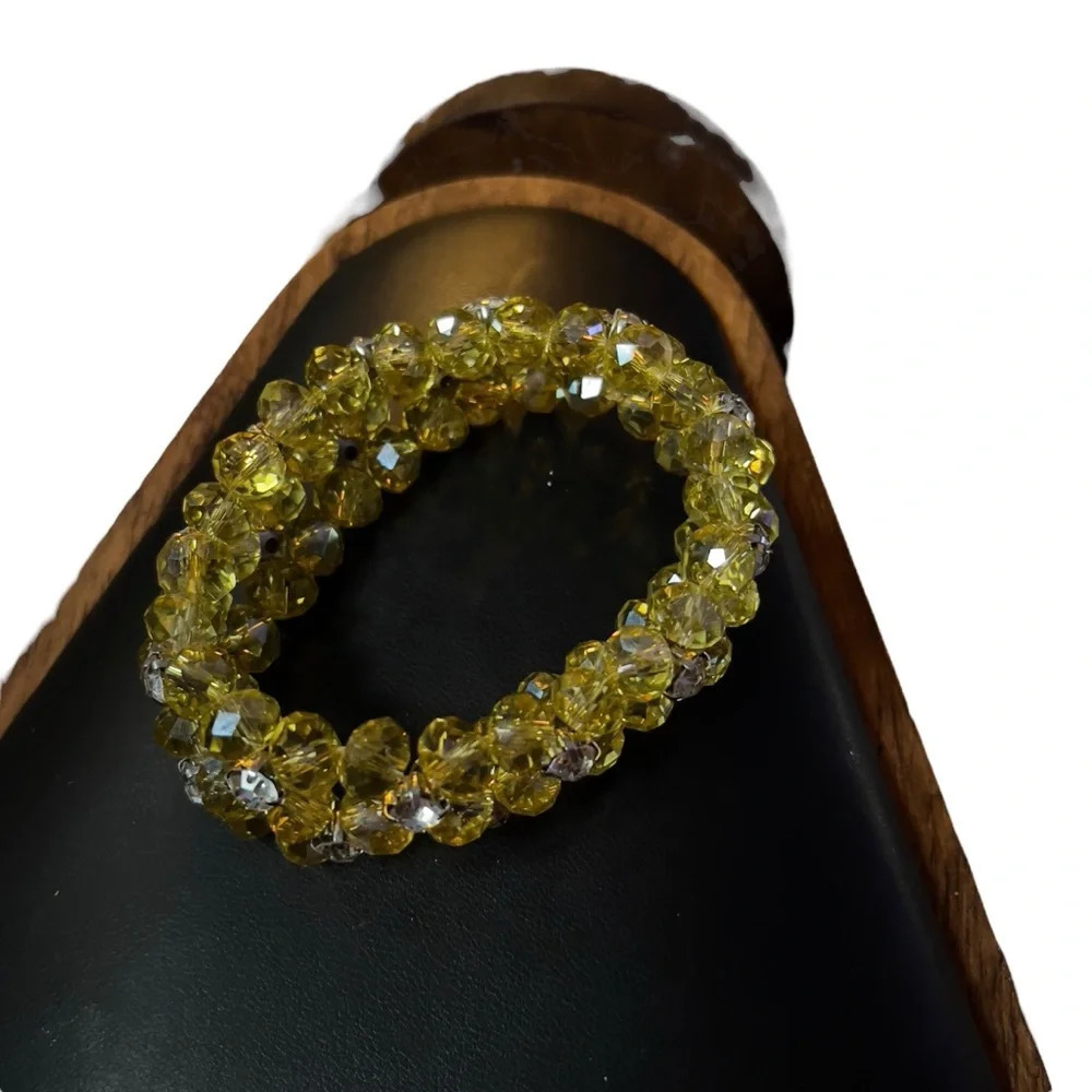 Yellow Crystal Stretchy Layering Bracelet - Picture 2 of 6